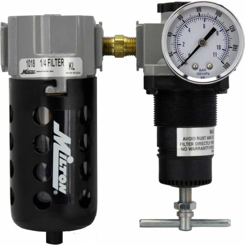 Milton 1106 Deluxe Filter/Regulator Polycarbonate Bowl w/Metal Guard 1/4" NPT 150 PSI 40 Micron 2 Milton 1106 Deluxe Filter/Regulator Polycarbonate Bowl w/Metal Guard 1/4" NPT 150 PSI 40 Micron - Image 2
