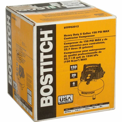 Bostitch BTFP02012, PortableElectirc Air Compressor , 0.8 HP, 6 Gallon, Pancake, 2.6 CFM 5 Bostitch BTFP02012, PortableElectirc Air Compressor , 0.8 HP, 6 Gallon, Pancake, 2.6 CFM - Image 5