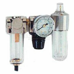 Arrow Pneumatics Arrow 1/4" Mini F/R & Lubricator 7622, Gauge, Poly Bowl, Manual