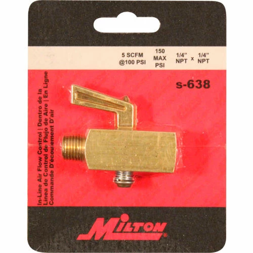 Milton S-638 Flow Control Valve 1/4" NPT Male & Female 150 PSI 5 CFM 2 Milton S-638 Flow Control Valve 1/4" NPT Male & Female 150 PSI 5 CFM - Image 2